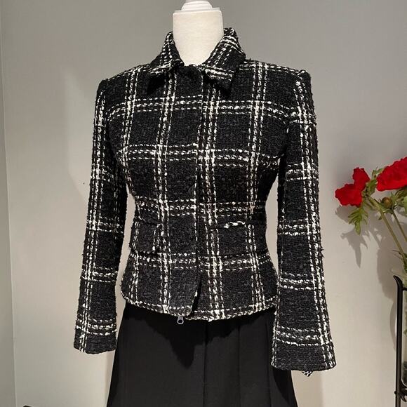 NEW Body Victoria's Secret Wool Windowpane Timeless Classic Plaid Blazer Jacket - Picture 7 of 16